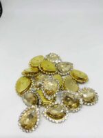 Kenarı Taşlı Damla Dikme Cam Taş 13x18 Gold