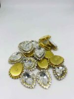 Kenarı Taşlı Damla Dikme Cam Taş 13x18 Gümüş