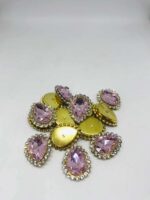 Kenarı Taşlı Damla Dikme Cam Taş 13x18 Pembe