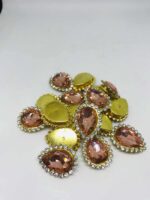 Kenarı Taşlı Damla Dikme Cam Taş 13x18 Pudra