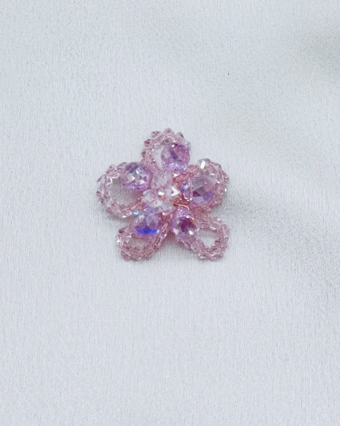 4x4 Üçgen Kristalli Tel Örme Broş Aksesuar - Pembe - Görsel 1