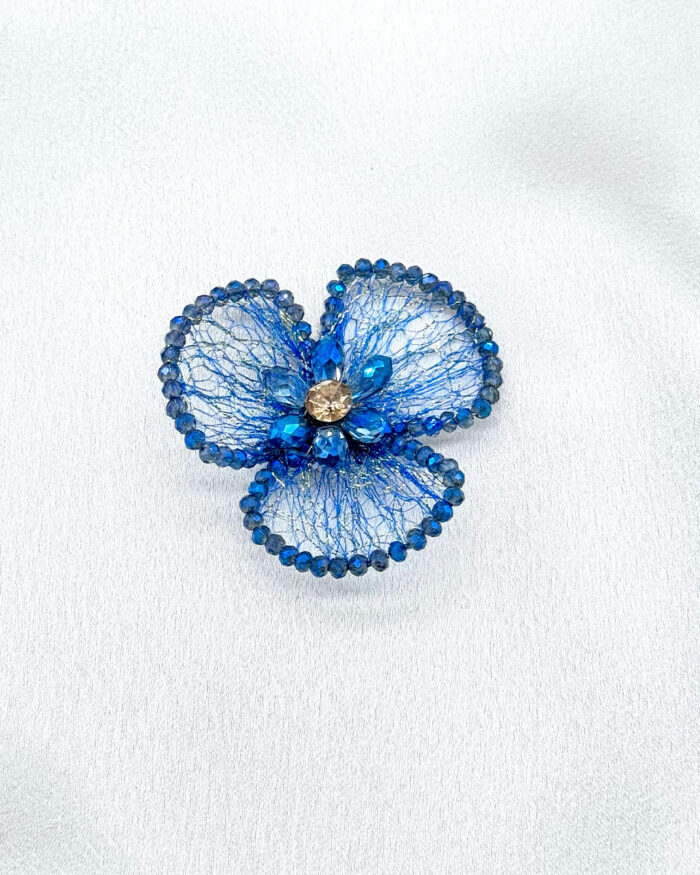 6x12 mm  Damla Kristal Detaylı Tel Örme Aksesuar Mavi - Görsel 1