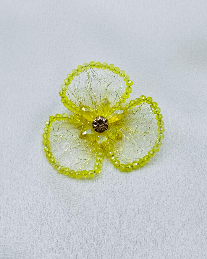 6x12 mm  Damla Kristal Detaylı Tel Örme Aksesuar Sarı (Kopya) - Görsel 1