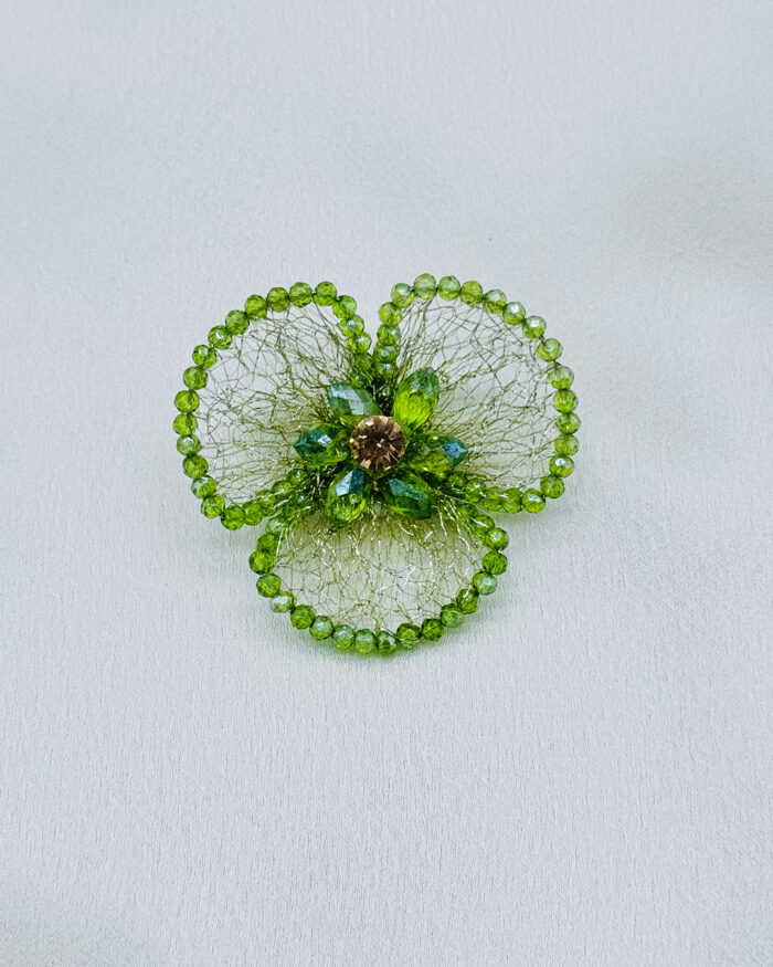 6x12 mm  Damla Kristal Detaylı Tel Örme Aksesuar Yeşil - Görsel 1