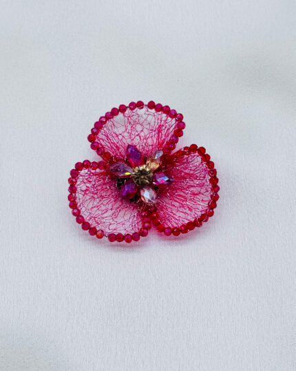 6x12 mm  Damla Kristal Detaylı Tel Örme Aksesuar Fuşya