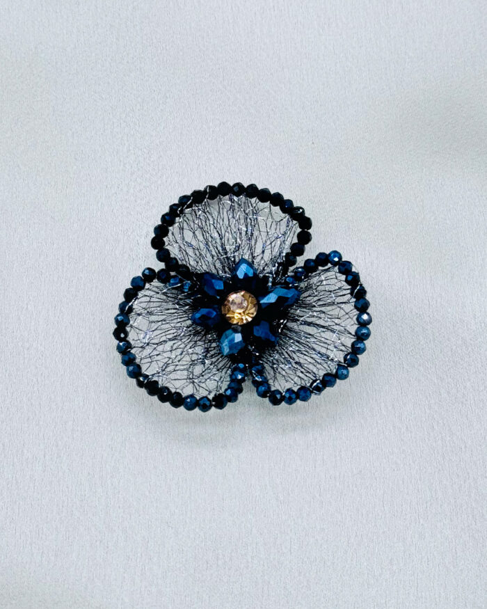 6x12 mm  Damla Kristal Detaylı Tel Örme Aksesuar Lacivert - Görsel 1