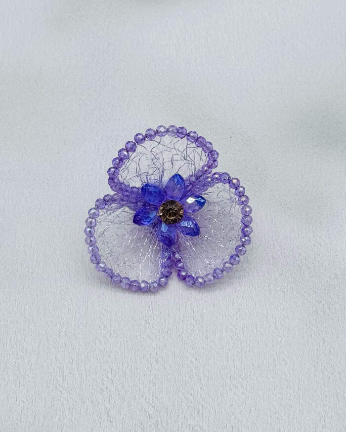 6x12 mm  Damla Kristal Detaylı Tel Örme Aksesuar Mor - Görsel 1