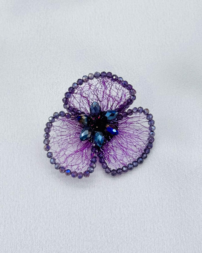 6x12 mm  Damla Kristal Detaylı Tel Örme Aksesuar Mürdüm - Görsel 1