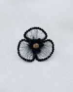 6x12 mm Damla Kristal Detaylı Tel Örme Aksesuar Siyah