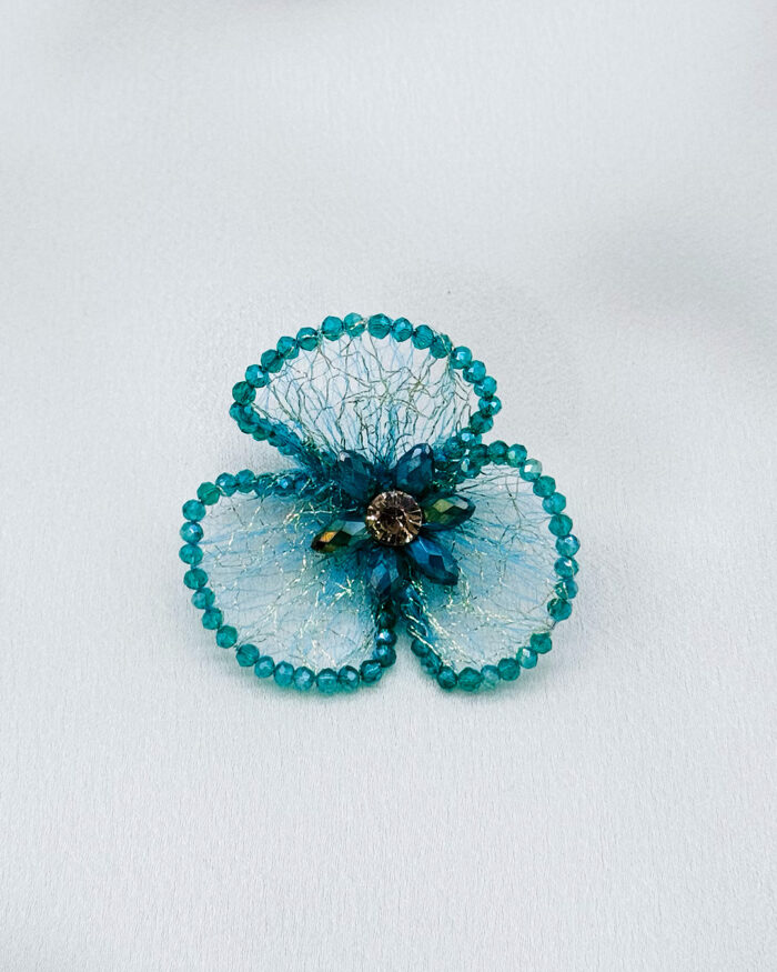 6x12 mm  Damla Kristal Detaylı Tel Örme Aksesuar Turkuaz - Görsel 1