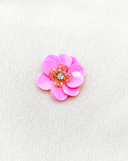 Keçe Üzerine Pul Ve Kristal İşlemeli Aksesuar Pembe