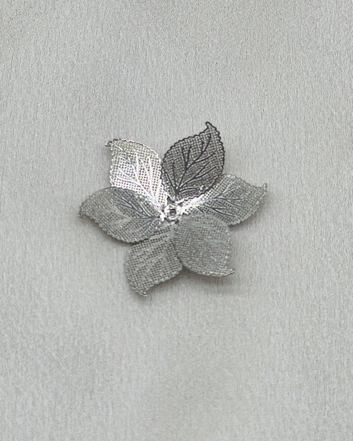 Yaprak Desenli Paslanmaz Metal Broş Aksesuar Gold ve Gümüş - Görsel 3